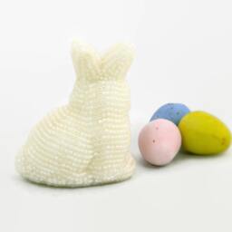 White Rabbit Beaded Easter Bunny Figurine - thumbnail 4