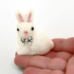 White Rabbit Beaded Easter Bunny Figurine - thumbnail 2