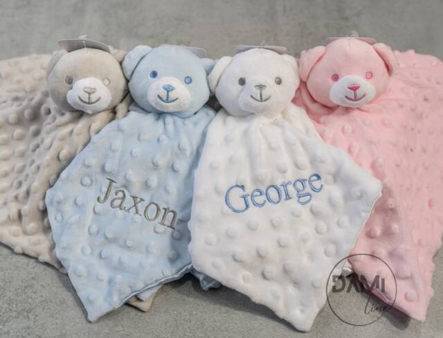 Personalised Baby Comforter - Bear Bunny Elephant Lion Girl Boy Gift Comfort Blanket - image 1