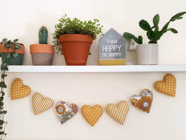 Heart Garland/Yellow Sunflower Sunflower Wall Decor Bunting/ Floral Bunting Summer - image 1