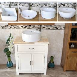 Bathroom White Painted Vanity Unit - Withgolden Onyx Top & Ceramic Basin Choice 502Pgocbc - thumbnail 2