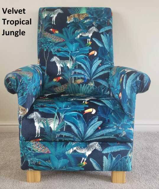 Safari Animals Fabric Children's Chair Armchair Black White Grey Jungle Big Cats Giraffes Cheetahs Nursery Velvet Kids Seat Boys Girl - image 1
