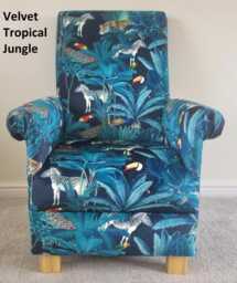 Safari Animals Fabric Children's Chair Armchair Black White Grey Jungle Big Cats Giraffes Cheetahs Nursery Velvet Kids Seat Boys Girl