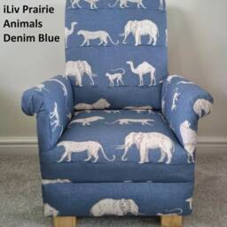 Safari Animals Fabric Children's Chair Armchair Black White Grey Jungle Big Cats Giraffes Cheetahs Nursery Velvet Kids Seat Boys Girl - thumbnail 3