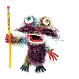 Colorful Bearded Weirdo - Bendable Copper Wire Creature Fun, Unique, Fully Poseable Hand-Made Out Of Recycled & Repurposed Materials - thumbnail 2