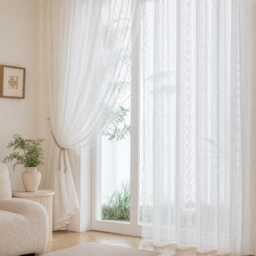 Vintage Ruffled Lace Sheer Curtains, American Farmhouse Floral Window Drapes, Elegant Living Room Decor