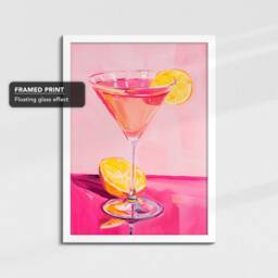 Martini Cocktail Glass Beverage Watercolor Drink Painting Framed Poster Print & Canvas Wall Decor Art Bedroom Home Interior Bar Gift - thumbnail 3