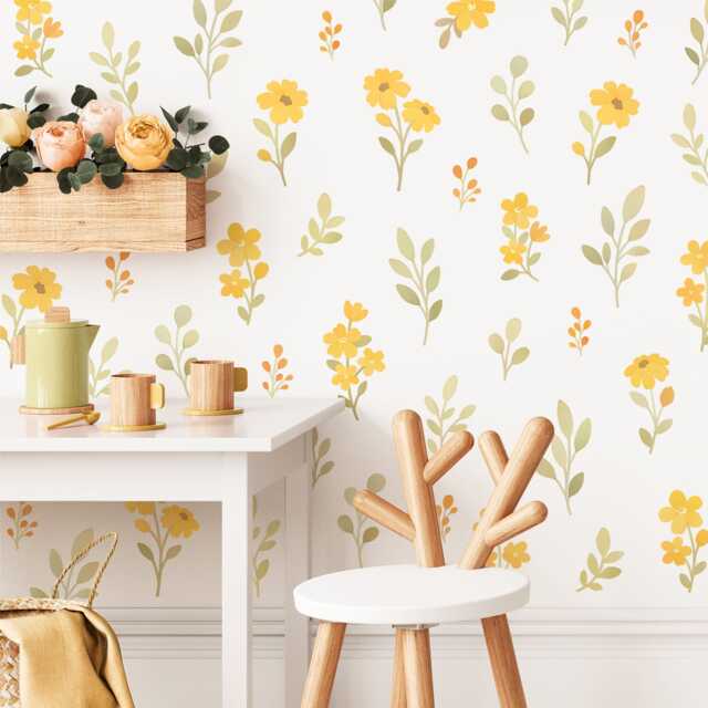 Flower Wall Decals - Floral Nursery Decor, Watercolor Stickers, Daisy Decal, Reusable & Removable - image 1