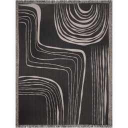 Black & Beige Minimalist Modern Lines Woven Blanket - thumbnail 4