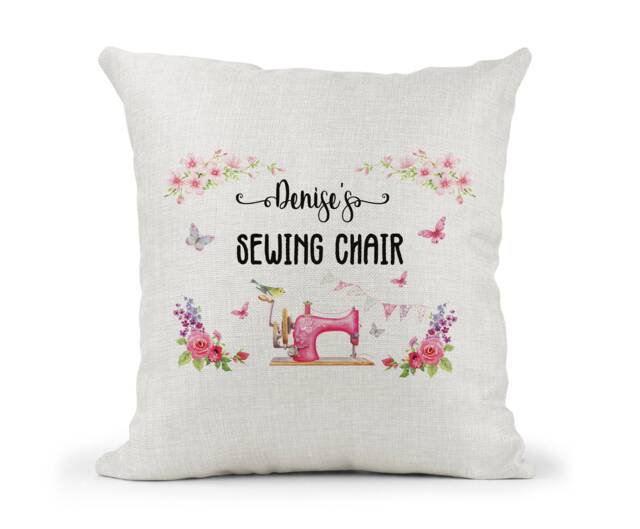 Personalised Cream Canvas Cushion, Nan Nanny Grandma, Sewing Vintage Design Gift, Mum Birthday Christmas - image 1