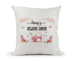 Personalised Cream Canvas Cushion, Nan Nanny Grandma, Sewing Vintage Design Gift, Mum Birthday Christmas - thumbnail 1