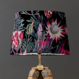 Black & Pink Botanical Velvet Lampshade, French Drum Empire Shade - thumbnail 2