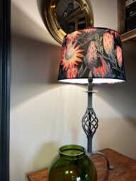 Black & Pink Botanical Velvet Lampshade, French Drum Empire Shade