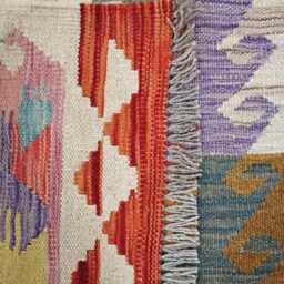 Multicolour Runner Rug, Handmade Artisan Afghan Turkish Scandinavian Navajo Bohemian Flatweave Wool Kilim 259x84 cm - thumbnail 3