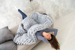 Giant Chunky Blanket, Knitted Blanket, Arm Blanket With Merino Wool - thumbnail 1