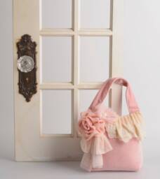 Cream Velvet Doorstop With Vintage Lace & Rose - thumbnail 1