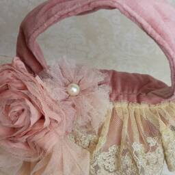 Cream Velvet Doorstop With Vintage Lace & Rose - thumbnail 3