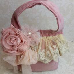 Cream Velvet Doorstop With Vintage Lace & Rose - thumbnail 2