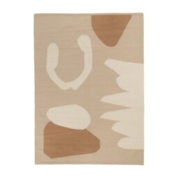 Abstract Flatwoven Handmade Wool Kilim Carpet Rug Beige Brown Off White Living Bedroom 5x8 8x10 Modern Southwestern Area Accent Art Hazel - thumbnail 2