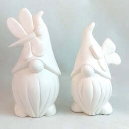 Set Of Two Ready To Paint Small Male Ceramic Garden Gnomes With Optional Mushroom - Lawn Or Garden , Outdoor Indoor - thumbnail 3