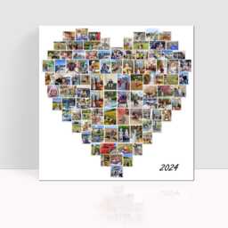 Personalised Heart Photo Collage Canvas Print Custom Keepsake Gift - 24x24 Inches - thumbnail 2