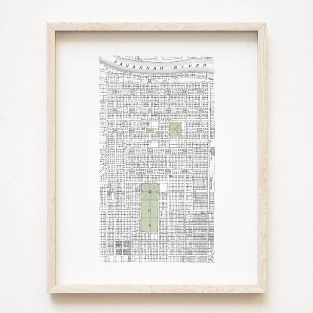 Old Savannah Map 1902 - Art Print Hand-Drawn Georgia Historic City Map Wedding Anniversary Moving Realtor Gift Savannah Forsyth Park Plan - image 1