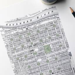 Old Savannah Map 1902 - Art Print Hand-Drawn Georgia Historic City Map Wedding Anniversary Moving Realtor Gift Savannah Forsyth Park Plan - thumbnail 3