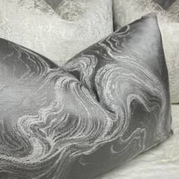 Alexis Cushion Pillow Cover Grey Silver/Shimmer For Sofa Bed Designer Fabric High Quality Handmade in UK Rectangle Double Sided - thumbnail 2