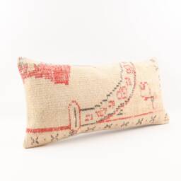 Kilim Lumbar Pillow Cover - 12x24 Inch Vintage Turkish Home Decor - thumbnail 2