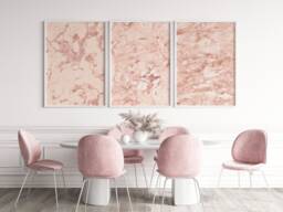 Set Of 3 Pink Rose Gold Marble Prints, Abstract Ink Wall Art, Modern Decor, Luxury Decor 1036 - thumbnail 1