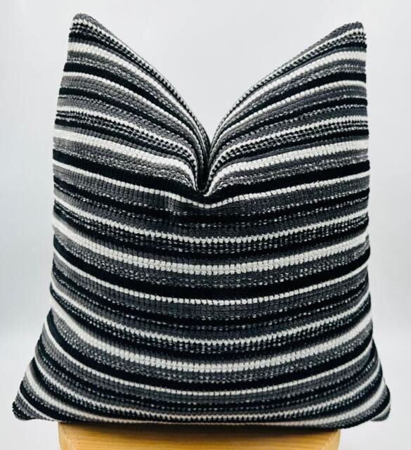Black & White Striped Pillowcase, Black Euro Sham Cover, Textured Soft Fabric, 20x20 - image 1