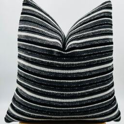 Black & White Striped Pillowcase, Black Euro Sham Cover, Textured Soft Fabric, 20x20 - thumbnail 4