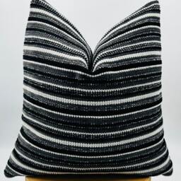 Black & White Striped Pillowcase, Black Euro Sham Cover, Textured Soft Fabric, 20x20 - thumbnail 3