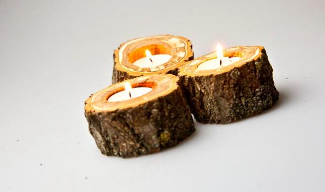 3 Wooden Candle Holder - Holder-Woodland Home Decor-Woodland Rustic Weddings Gift Idea - image 1