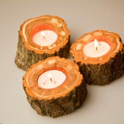 3 Wooden Candle Holder - Holder-Woodland Home Decor-Woodland Rustic Weddings Gift Idea - thumbnail 3