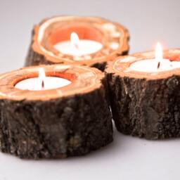 3 Wooden Candle Holder - Holder-Woodland Home Decor-Woodland Rustic Weddings Gift Idea - thumbnail 2