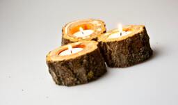 3 Wooden Candle Holder - Holder-Woodland Home Decor-Woodland Rustic Weddings Gift Idea - thumbnail 1