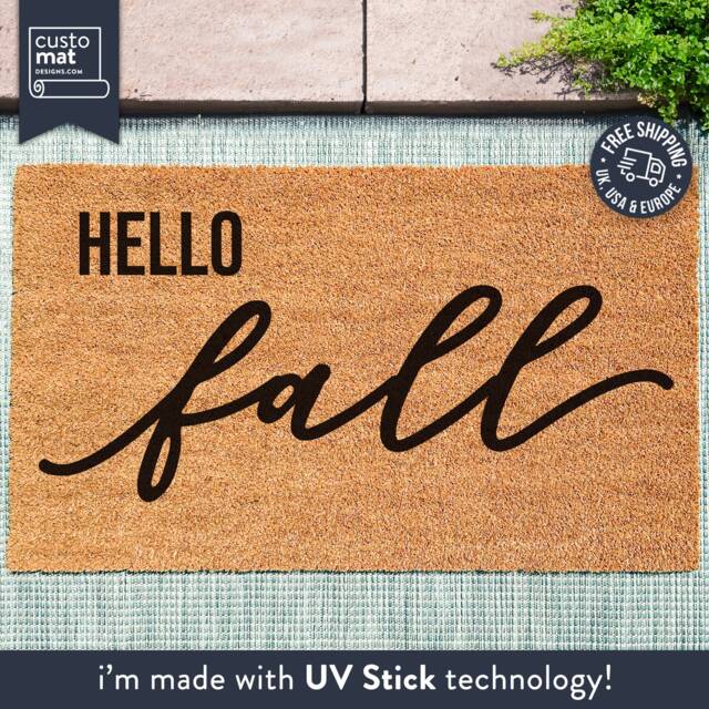 Hello Fall - Halloween Welcome Mat Custom Made Themed Gift D??cor Pumpkin Doormat - image 1