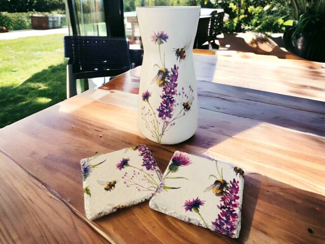 Bee Lavender & Thistle Vase & Coasters Home Decor Gifts Thistles - Set Of 2 Coasters - image 1
