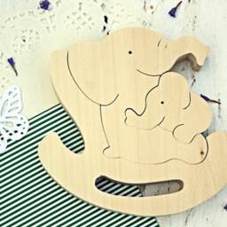 Puzzle Wood Elephant, Elephant Family, Wooden Animals Toys, Kids Wooden Gift, Christmas Kids Eco Toys Gift - thumbnail 2