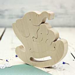 Puzzle Wood Elephant, Elephant Family, Wooden Animals Toys, Kids Wooden Gift, Christmas Kids Eco Toys Gift - thumbnail 3