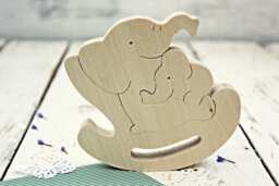 Puzzle Wood Elephant, Elephant Family, Wooden Animals Toys, Kids Wooden Gift, Christmas Kids Eco Toys Gift - thumbnail 1