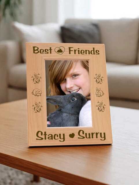 Rabbit Gifts, Personalized Bunny Picture Frame, Pet Photo Home Decor For Best Friends - image 1