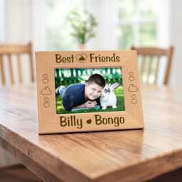 Best Friends Rabbit Picture Frame, Personalized Bunny Mom Gift, Custom Pet Keepsake, Wood Photo Plaque, Unique Animal Home Decor - thumbnail 3