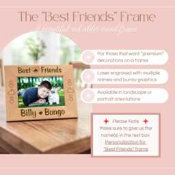 Best Friends Rabbit Picture Frame, Personalized Bunny Mom Gift, Custom Pet Keepsake, Wood Photo Plaque, Unique Animal Home Decor - thumbnail 2