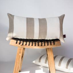 striped Linen Lumbar Pillow Cover, Beige Neutral Throw, Color Block Cushion - thumbnail 4