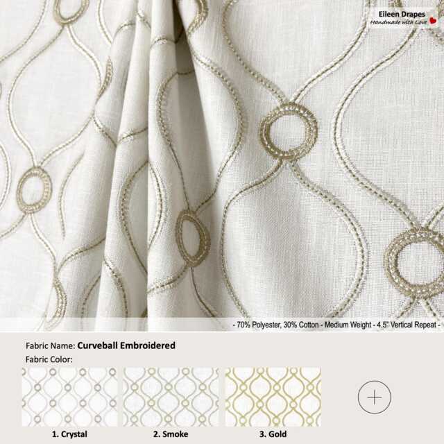 Curveball Embroidered 7 Colors Lattice Cotton Blend Curtain, Valance Extra Width & Length, Pleated, Lined Drapery Offered As Upgrades - image 1