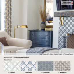 Curveball Embroidered 7 Colors Lattice Cotton Blend Curtain, Valance Extra Width & Length, Pleated, Lined Drapery Offered As Upgrades - thumbnail 2