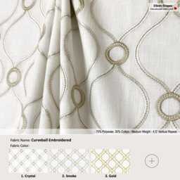 Curveball Embroidered 7 Colors Lattice Cotton Blend Curtain, Valance Extra Width & Length, Pleated, Lined Drapery Offered As Upgrades - thumbnail 1