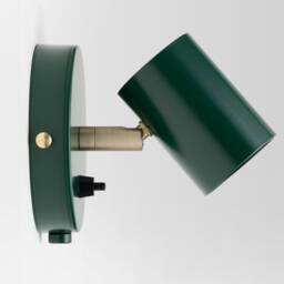 Lea Wall Sconce Dark Green On/Off Switch Mid Century Modern Bedside Lamp Raw Brass - thumbnail 2